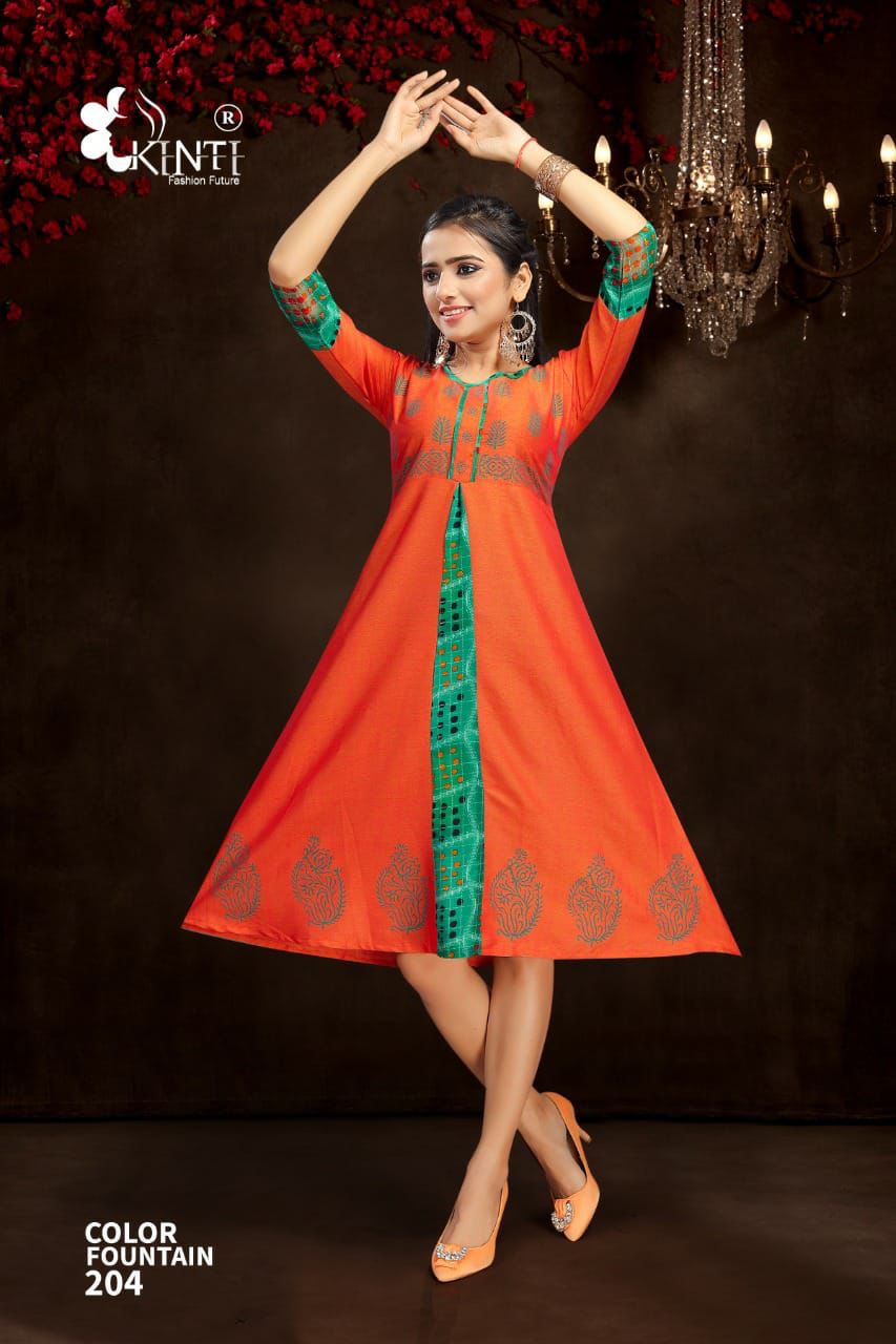 Kinti Colour Fountain 3 Fancy Ethnic Wear Rayon Anarkali Kurti Collection